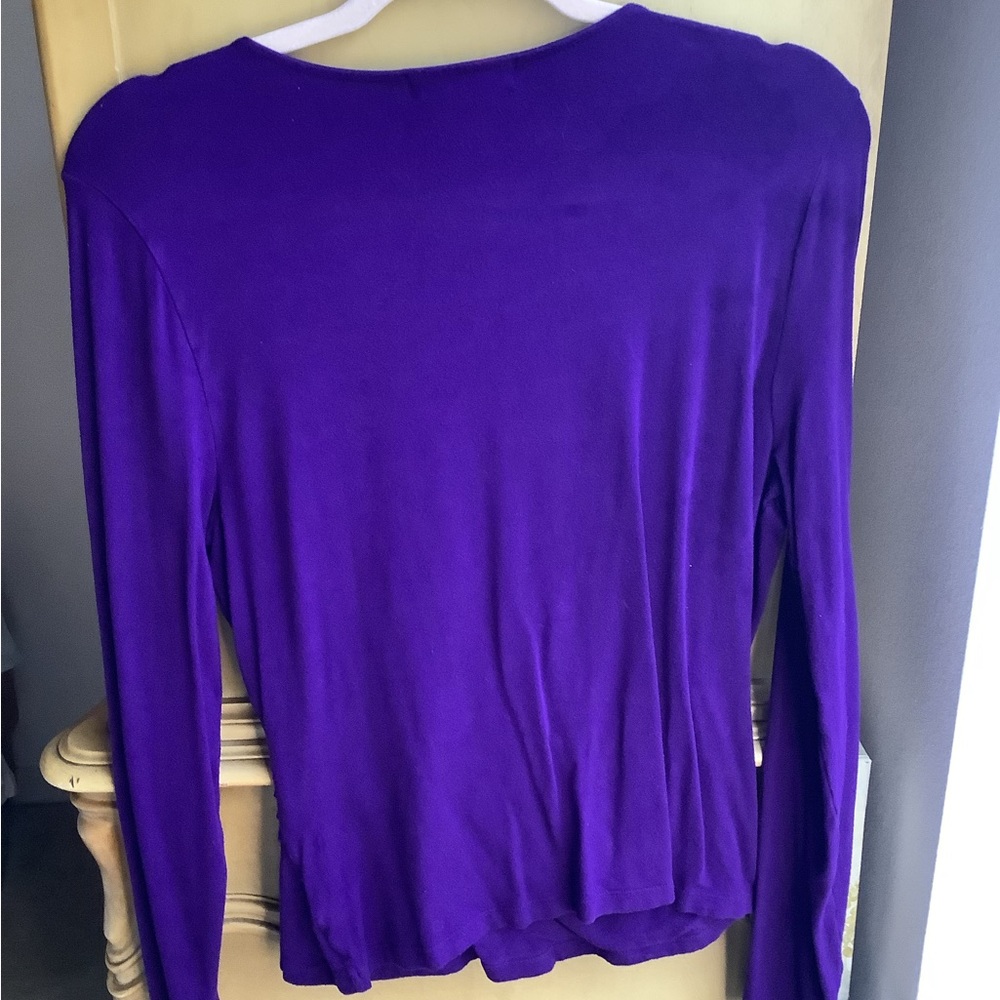 Lauren Ralph Lauren long sleeve purple top low cut size XL stretchy.ππ - Picture 2 of 5